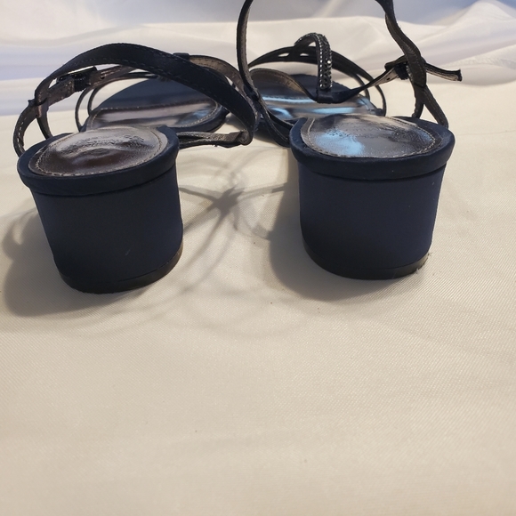 L Miller Navy Sandal W/Block Heel Size 8 - Picture 4 of 6